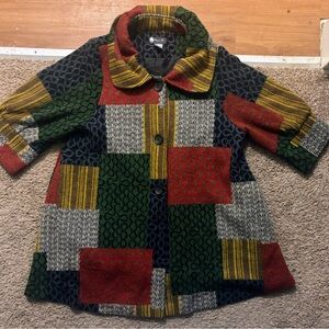 Damee, Inc Colorful Patchwork Sweater Coat Woman’s XL Like New